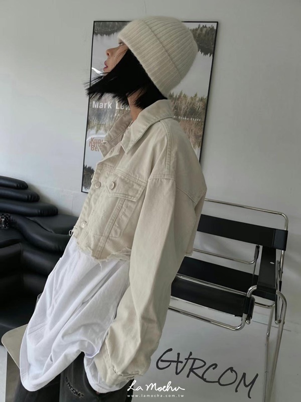 洗舊感短版牛仔外套(花花清單)